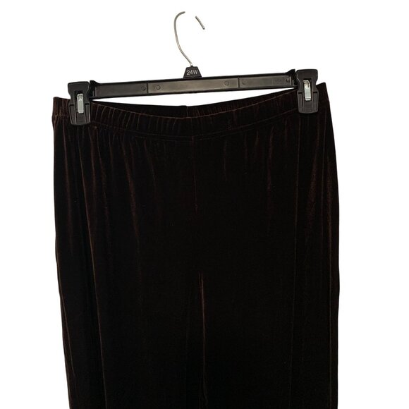 New Coldwater Creek Womens Size Large Velvet Pull On Pants Comfort Lounge Brown - Picture 2 of 5